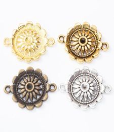 50 pcs 2821 MM Antique Vintage couleur argent fleur connecteur charme en alliage de métal pendentifs pour bracelet collier bijoux à bricoler soi-même making9796813