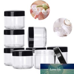 50 stks 2G / 3G / 5G / 10G / 15G / 20G Plastic Clear Cosmetic Jar Black Deks Make Containers Lip Lotion Fials Face Cream Sample Pot Gel Box