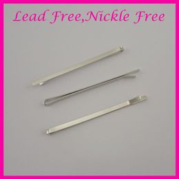 50 STKS 3.0mm 7.0 cm Zilveren afwerking vlakte platte metalen bobby pins voor vrouwen meisjes op nikkel lood Metalen haar haarspeldjes pins sli326u