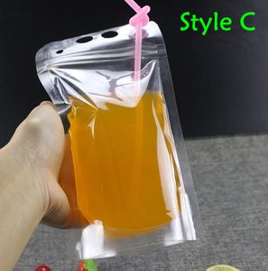 50pcs 300ml ~ 500ml Summer en blanco Bebida portátil Bag Ziplock Bag Milk Bar Jugo de fruta Bebidas de café Bolsas Impresión de soporte