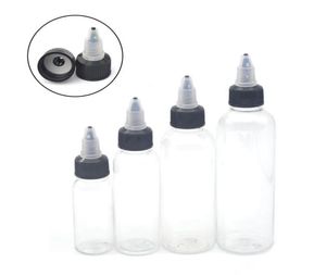 50pcs 30 ml 60 ml 100ml 120 ml Plastique Tatoute vide Bouteille d'encre haut Black Capuche transparente Clear Bottle Tattooing Accessoires T209134046