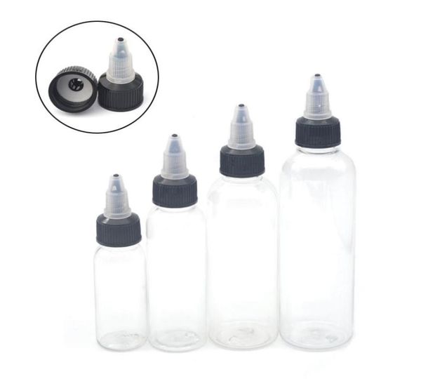 50 Unids 30 ml 60 ml 100 ml 120 ml Botella de Tinta de Tatuaje Vacía de Plástico Tapa Negra Superior Botella Transparente Accesorios de Tatuaje T206520926