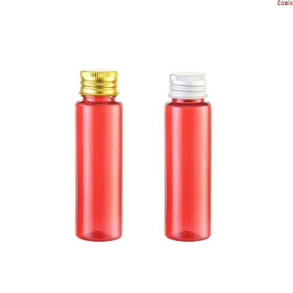 50 piezas, tapa de botella de aluminio rojo con hombro plano de 30 ml, plástico con freno líquido, botellas recargables de 1 ozbuena cantidad Bhhtn