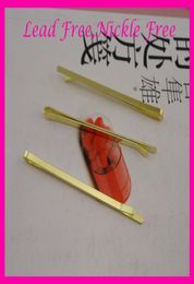 50PCS 30mm70cm 275quot Golden plain flat metal bobby pins at nickle and lead Metal hair barrettes pins slides2916212