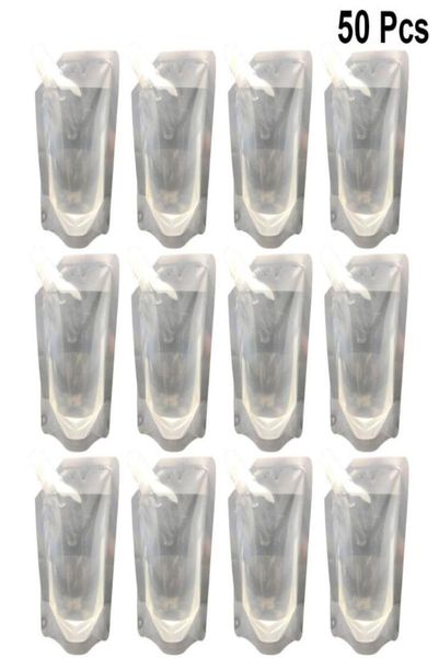 50pcs 350 ml de boissons transparentes flacons de bois sachet debout des boissons en plastique portables sac2718394