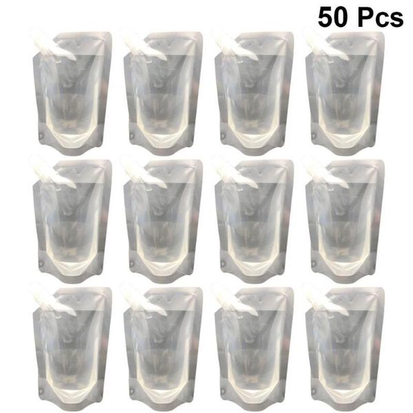 50pcs 350 ml de boissons transparentes flacons de boisson debout sachet en plastique portable bagons 2268