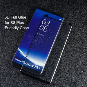 50pcs 3D Colle pleine colle Adhensive Case Verre trempé Glass Phone Screen Protector pour Samsung Galaxy S8 S9 S20 Plus Note 8 9 10 20 Plus