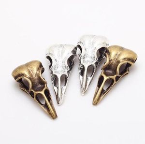 50 stks Antiek Zilver Brons Alloy 3D Skull Birdhead Charm Vintage Vogel Hanger Charms Voor Sieraden 32 * 15mm