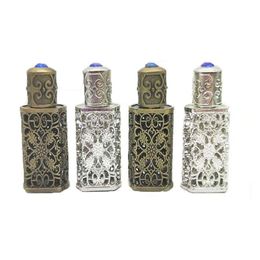 50 Uds 3ml botellas de Perfume árabe estilo bronce contenedor de botella de vidrio árabe con decoración artesanal Sbtrf