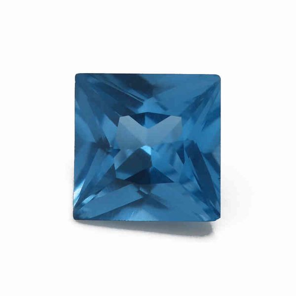 50 Uds. 3x3 ~ 12x12mm forma cuadrada corte princesa piedra sintética azul suelta para joyería DIY gemas piedra 120 #