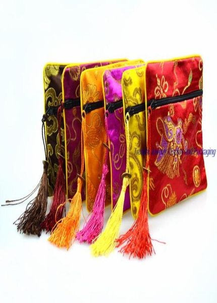 50pcs 4 12quot carré chinois de bijoux de soie pochette affiche d'emballage pochette zipper de mariage favor sag5286211