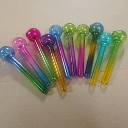 50 piezas 4 pulgadas 10 cm colorido Pyrex vidrio quemador de aceite tubo quema grandes tubos puntas de uñas pipa de mano pipas para fumar bola de 25mm