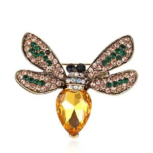 50pcs 47mm Vintage abeille broche broche ton or strass cristal mignon Animal insecte broche mode été bijoux pour femmes