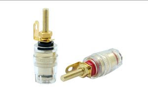 Freeshipping 50pcs 4mm Banana Socket Professional Gold Plated Binding Post Nut Banana Plug Jack Connector Clear Speaker Jack Adapter Socket