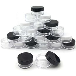 50 Stuks 5 Gram Pot Make Up Cosmetische Monster Lege Container Plastic Ronde Deksel Kleine 5 Ml Fles Met zwart Wit Clear Cap Y2CC