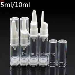 50 stks 5 ml / 10 ml oogcrème airless fles essence pomp cosmetische duidelijke lege vacuüm plastic cosmetische verpakking reizen flottesgoods