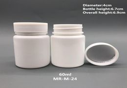 50pcs 60 ml 60cc HDPE blanc vide pharmacy rechargeable capsules de vitamines avec bouchons à vis et scellés3156769