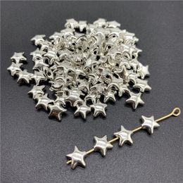 50pcs de 6x6mm de perlas de aleación CAP antiguos Charmos de colgante de forma estrella de plata para joyas que hacen accesorios de bricolaje 240408