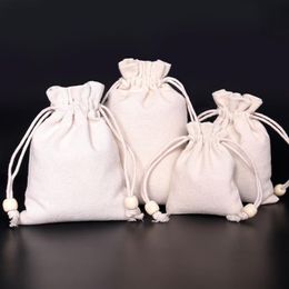 50pcs 7 9cm 9 13cm 11 14cm 13 17cm sac en lin sac sacs à bijoux fête de mariage bonbons perles emballage cadeau de noël Bag256W