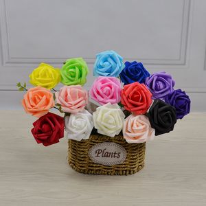 50 stks 7 cm Kunstbloemen met stamschuim Rose Fake Flower Wedding Party Bouquet 2205 V2