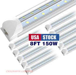 50 -stcs 8ft LED -winkel Licht armatuur T8 Geïntegreerde buisverlichting 150W 1500lm 6500K Hoge output Clear Cover V Vorm 270 graden voor Garage Warehouse Verbeterde winkels Lichten