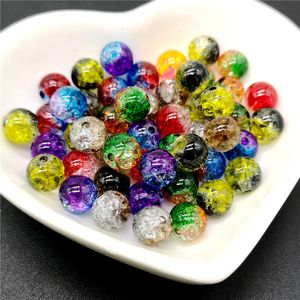 50pcs 8mm Double Colored Cracked Beads Spacer Beads For Jewelry Making Handmade DIY