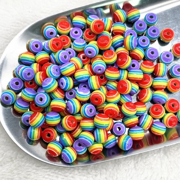 50 piezas de 8 mm Reducir cuentas de resina de color Cuentas espaciadoras para joyas que hacen que los niños del departamento de artesanías