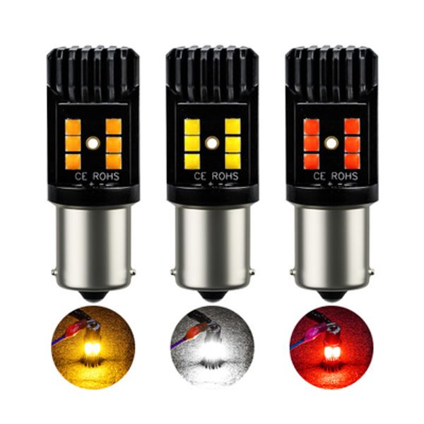 50pcs 9-30v 1156 1157 12smd 3030 puce intérieur voiture LED ampoule sans erreur Auto lumière LED blanc rouge ambre