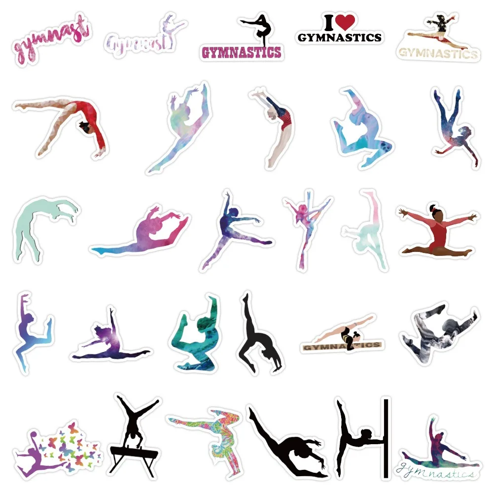 50pcs Aesthetic Sports Gymnastics Stickers Gym Stationery Notebooks Laptop Motorcycle Refrigerator Decals Toy Gift