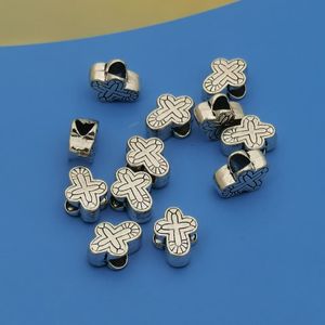Perles d'espacement croisées en alliage, pour la fabrication de bijoux, grand trou de 4.5mm, résultats de Bracelet, accessoires de bricolage, 50 pièces, A-847