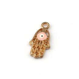 50 stks alloy hamsa hand emaille ogen charms hangers voor sieraden maken armband ketting DIY accessoires A-662