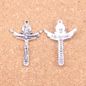 50 stks Antiek Zilver Brons Geplateerd Kruis Jezus Charms Hanger DIY Ketting Armband Bangle Bevindingen 34 * 24mm