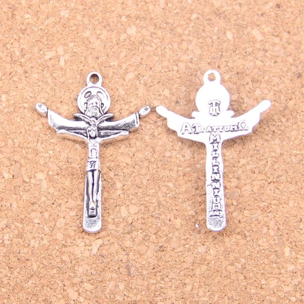 50pcs Antique argent Bronze plaqué croix jésus pendentif à breloques collier à faire soi-même Bracelet Bracelet résultats 34*24mm