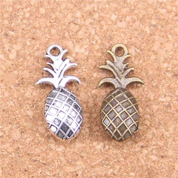 50pcs Antique argent plaqué Bronze plaqué double face ananas pendentif à breloques collier à faire soi-même Bracelet résultats de Bracelet 23*10mm