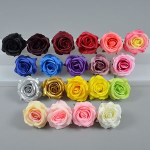 50pcs têtes de fleurs de roses artificielles utilisées pour la décoration de mariage bricolage têtes de fleurs en soie