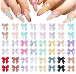 50pcs Aurora Acrylique 3D Nail Art Bow Charm pour les ongles Decoration Design Kawaii Manucure Accessoires