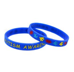 50 stcs Autisme Awareness Siliconen Rubber Bracelet Debossed en ingevuld in Color Jigsaw Puzzle Logo volwassen maat 5 kleuren 53149651317064