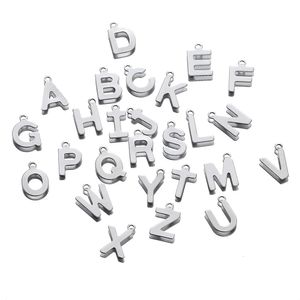 50pcs az 26 lettres pendants en acier inoxydable charme alphabet artisanat pour bracelets bricolage