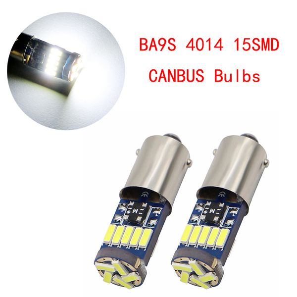 50 pcs BA9S 4014 15SMD Canbus Sans Erreur LED Ampoules Pour La Lumière De Dégagement Auto Plaque D'immatriculation Lumières De Voiture Intérieur Lampe Blanc 12 V