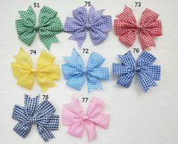 baby meisje hoofddeksels boerenbont plaid haarelastiekjes clips streep strik V Pinwheel Prinses geruite Hairbows haar banden Accessoires HD3355