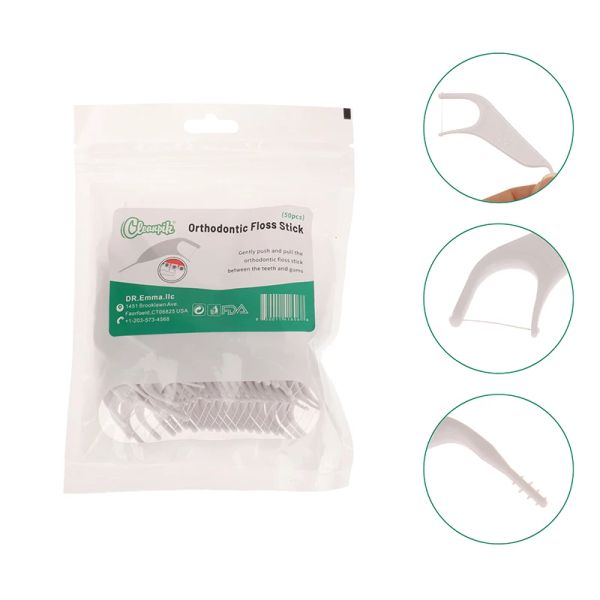 50pcs / sac Orthodontics Floss dentaire avec fil Disposable SUPER FLAT CHETOP dentaire Floss dentaire
