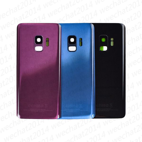 Couvercle de boîtier arrière de porte de batterie, 50 pièces, couvercle en verre pour Samsung Galaxy S9 Plus G960 G960A G965 avec autocollant adhésif G965F, couvercle de caméra