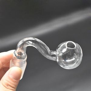 50 stks Gebogen Curve Glazen Oliebrander Pijp 10mm 14mm 18mm mannelijke vrouwelijke joint Met 3 cm Gebogen Grote Hoofd Kom voor dab rig bong roken olie nagel pijp