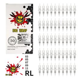 50 Uds. Cartucho para tatuar BIGWASP Revolution, agujas para maquillaje permanente, mezcla de 0,30mm/0,35mm, surtido RL RS M1 RM para máquina de tatuaje 240102