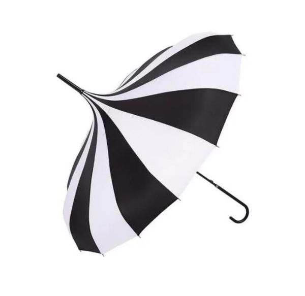 50 pièces noir et blanc Design princesse Royal parasol dame pagode parapluie à Long manche cadeau de noël