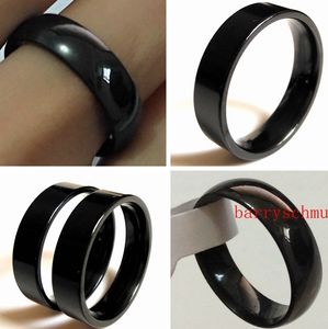 50 pcs Noir Bague Anneau 6 MM Largeur Plat Arc Forme En Acier Inoxydable 316L Anneaux Hommes Femmes Élégant Classique Bijoux En Gros Lots