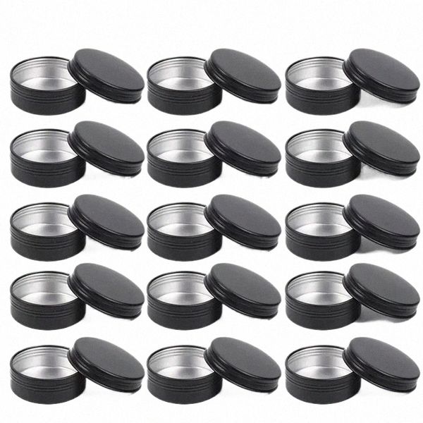 50 unids Negro Frascos de velas vacíos con tapa al por mayor 5/10/15/20/30/50/60g Lata de aluminio Caja de metal Bálsamo labial Cuidado de la piel Ctainer c4od #