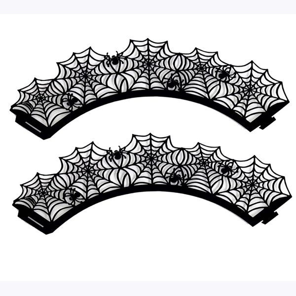 50pcs Black Spider Web Web Cut Cupcake Liners Halloween Party Cupcake Wrapper Baby Shower Muffin Cajonero Herramientas de pastel