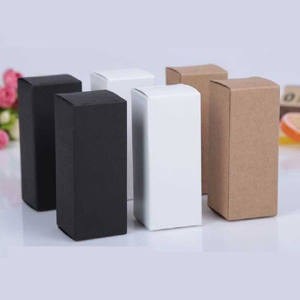 Caja de papel Kraft blanco y negro de 50 Uds., caja de Perfume de aceite esencial para pintalabios, caja de embalaje de regalo pequeña de 10ml/15ml/20ml/30ml/50ml/100ml 210724