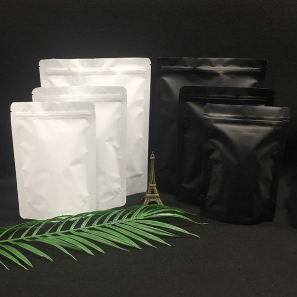 50 Uds. De bolsas de embalaje de café en polvo con cremallera negra/blanca, bolsa de almacenamiento de valor de aire de papel de aluminio, organizador de armario